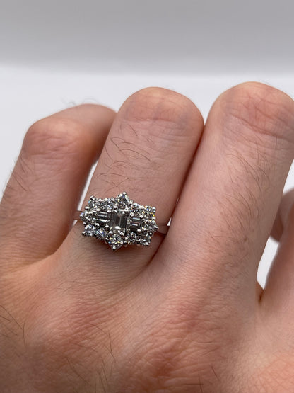 18ct white gold diamond cluster ring