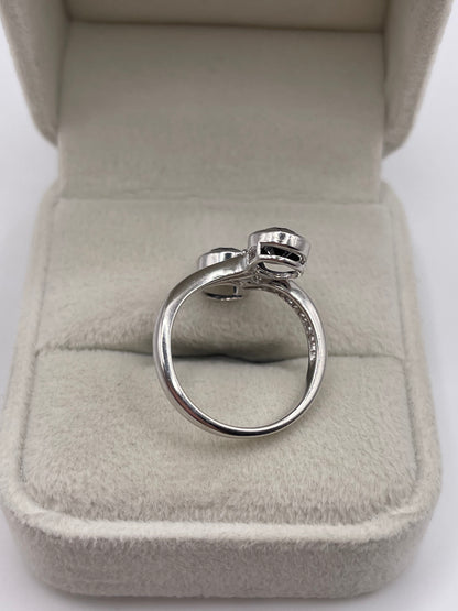 9ct white gold black diamond ring