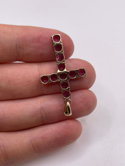 9ct gold garnet cross pendant