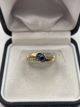 Load image into Gallery viewer, 9ct gold cabochon sapphire and zircon ring
