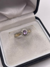 Load image into Gallery viewer, 9ct gold amethyst and diamond ring
