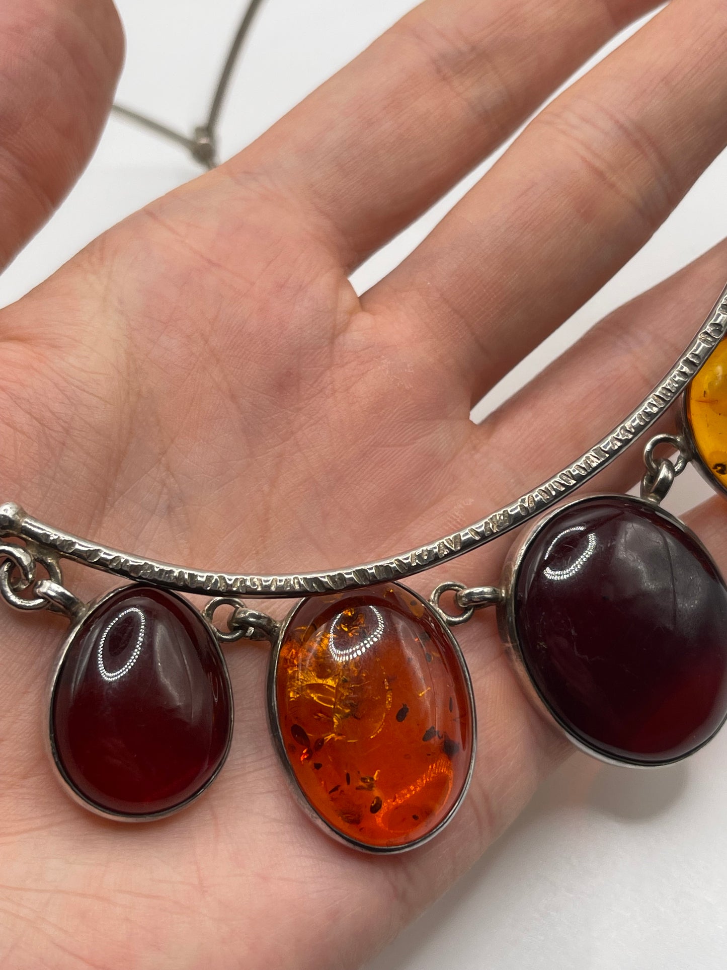 Silver amber necklace