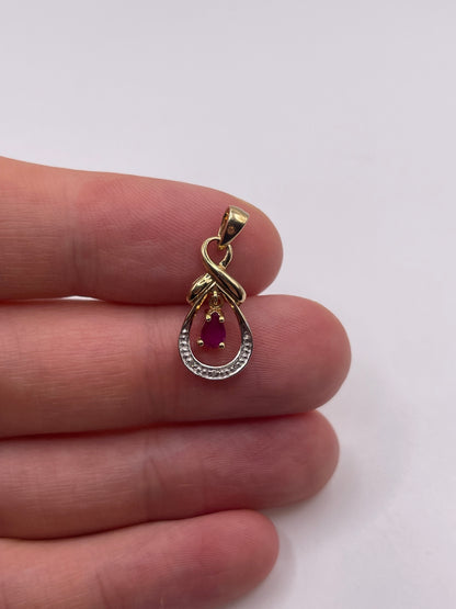 9ct gold ruby and diamond pendant