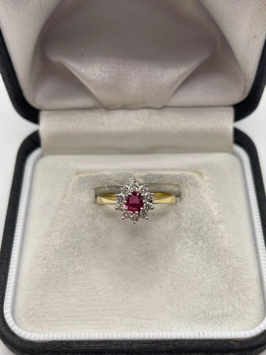 18ct gold ruby and diamond ring