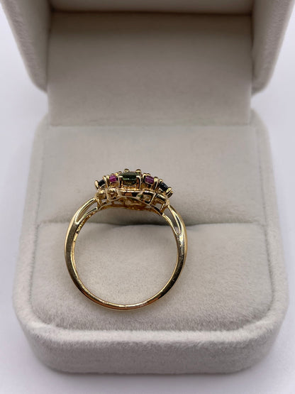 9ct gold multi coloured sapphire ring