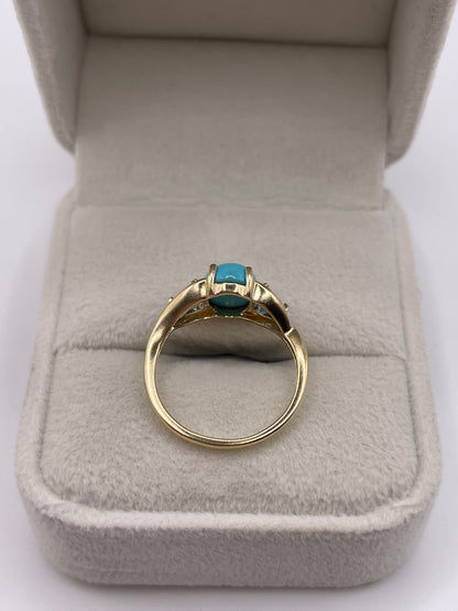 9ct gold turquoise and topaz ring