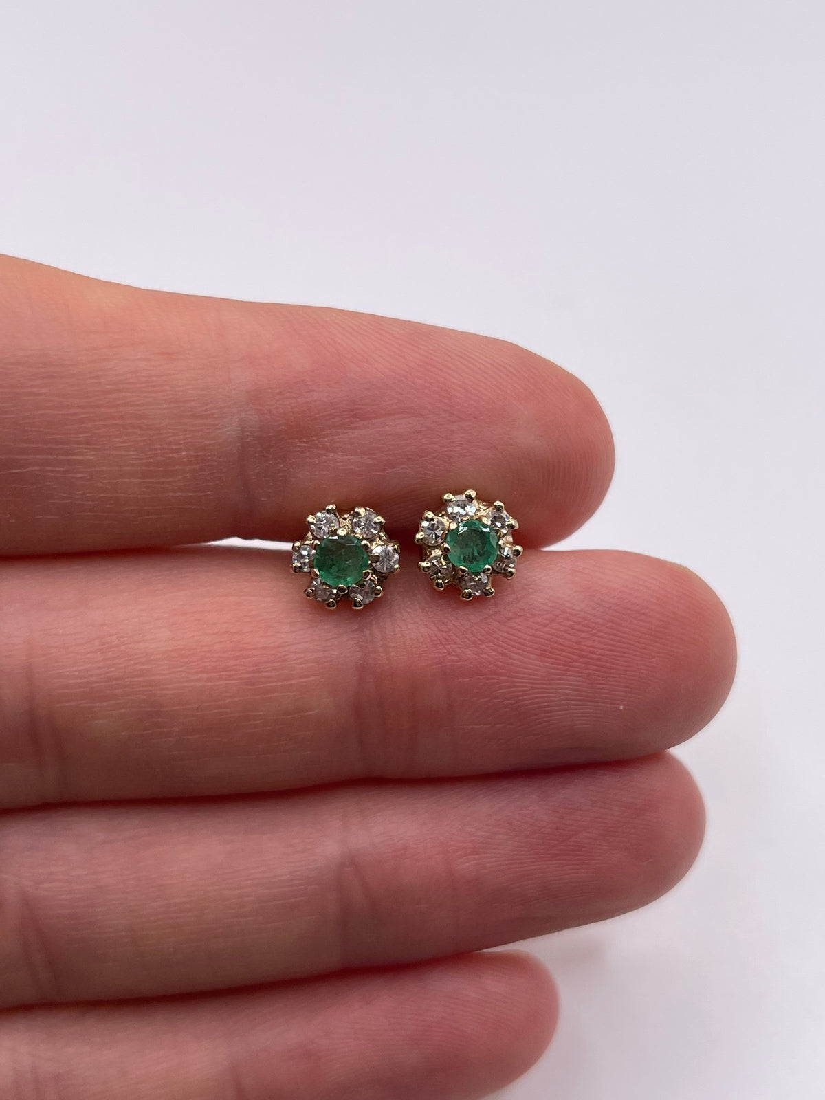 9ct gold emerald and diamond earrings