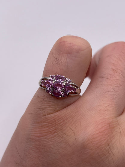 9ct white gold pink sapphire and diamond ring