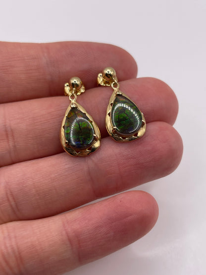 14ct gold Ammolite earrings