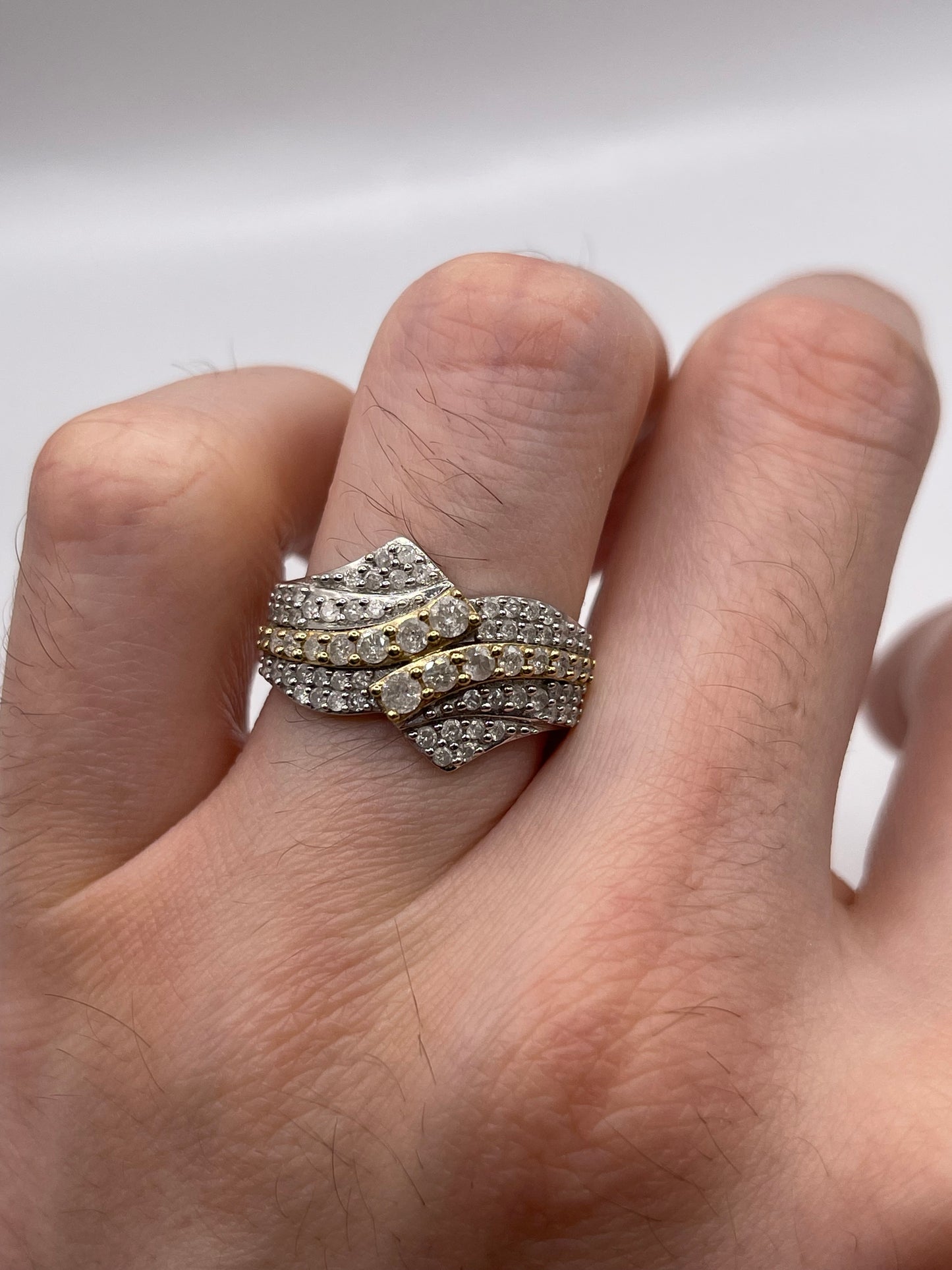 9ct two tone gold diamond cluster ring