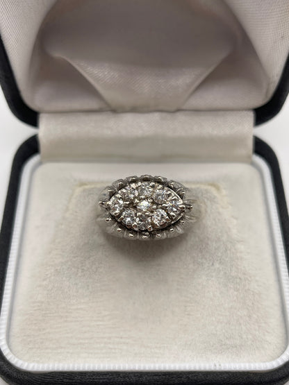 14ct white gold diamond cluster ring