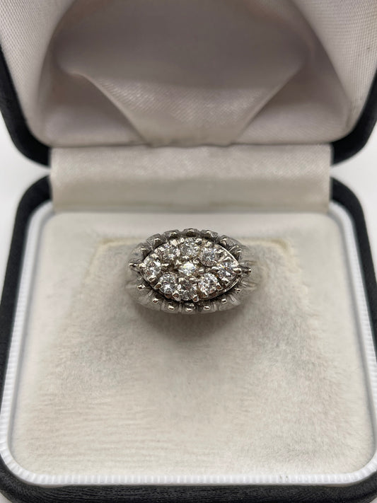 14ct white gold diamond cluster ring