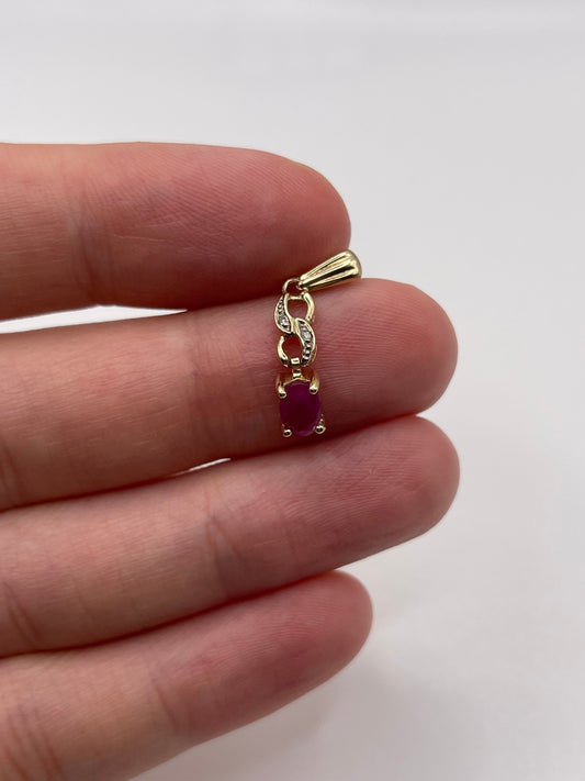 9ct gold ruby and diamond pendant