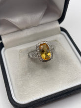 Load image into Gallery viewer, 18ct white gold citrine and diamond ring
