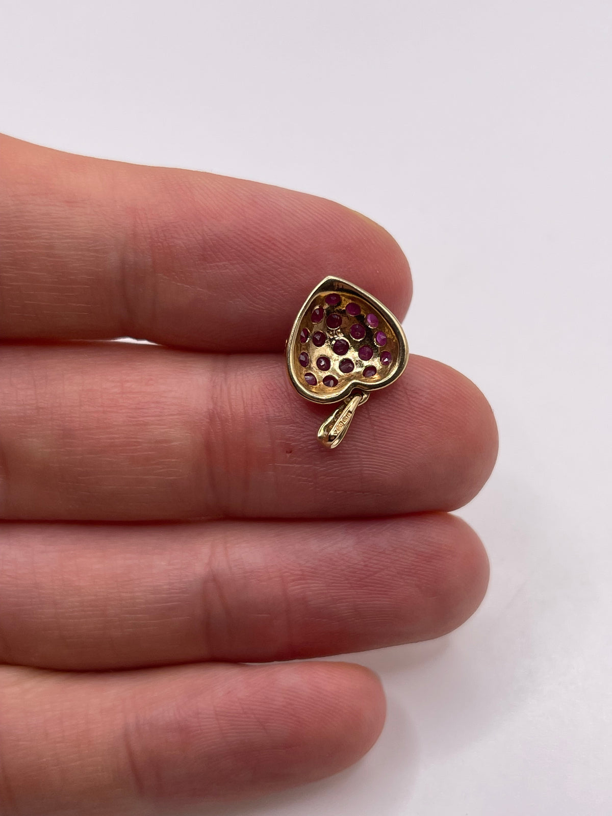 9ct gold ruby and diamond pendant