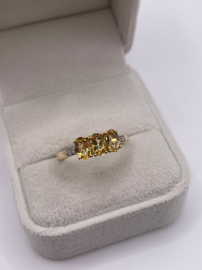 9ct gold citrine and diamond ring