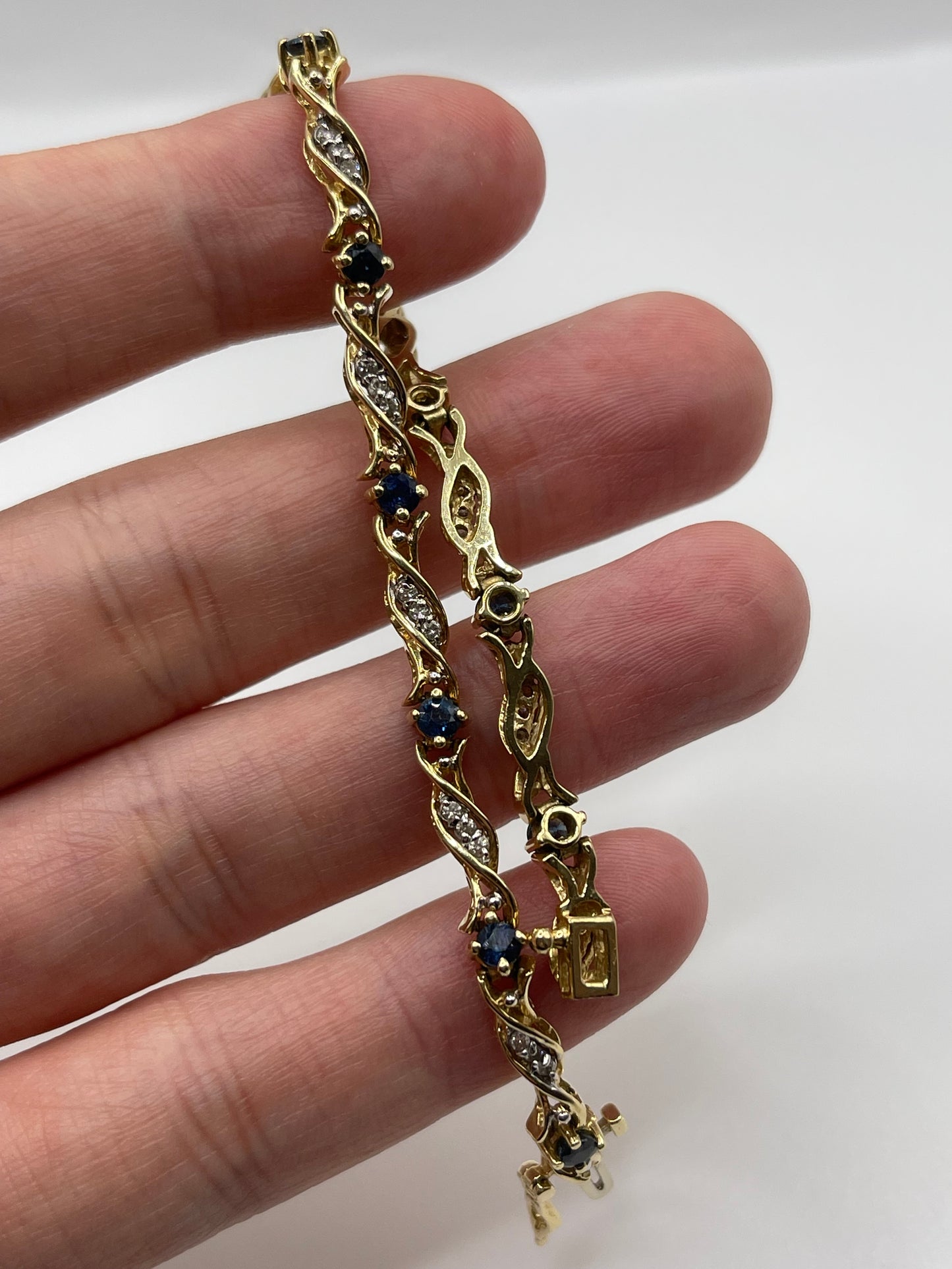 14ct gold sapphire and diamond bracelet