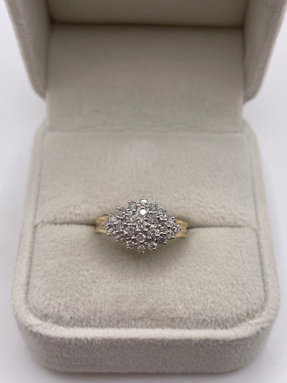 9ct gold 50 point diamond cluster ring
