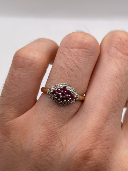9ct gold ruby and diamond ring