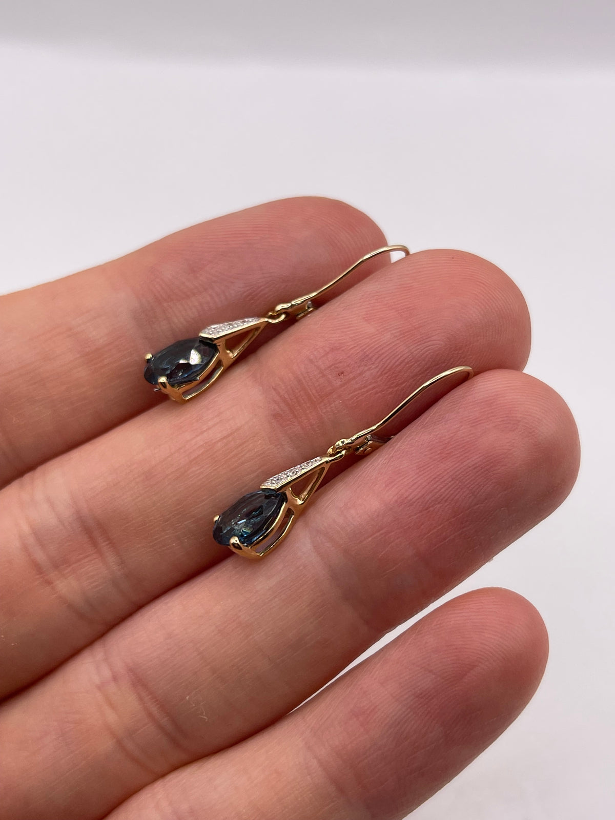 9ct gold topaz and diamond earrings