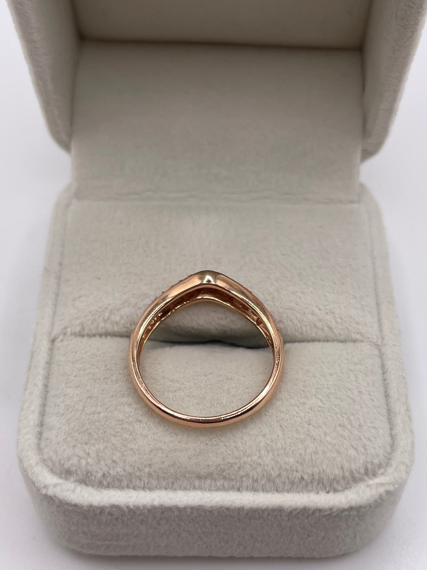 14ct rose gold pink topaz and diamond ring