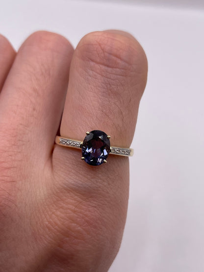 9ct gold iolite and diamond ring