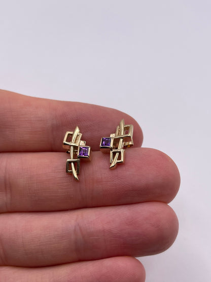 9ct gold amethyst earrings