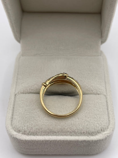 9ct gold topaz and diamond buckle ring