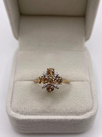 9ct gold quartz and zircon ring