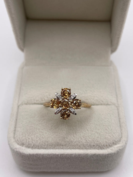 9ct gold quartz and zircon ring