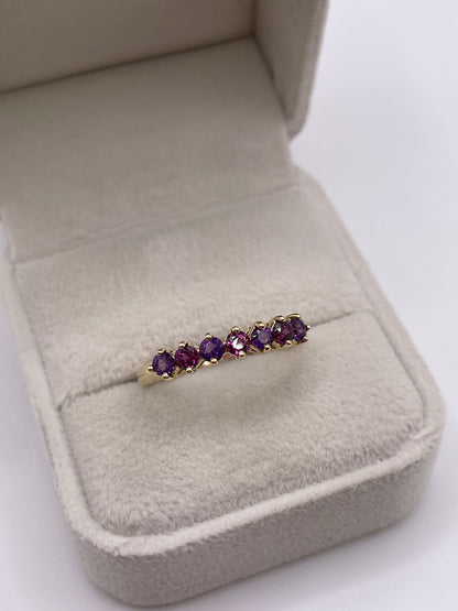 9ct gold garnet and amethyst ring