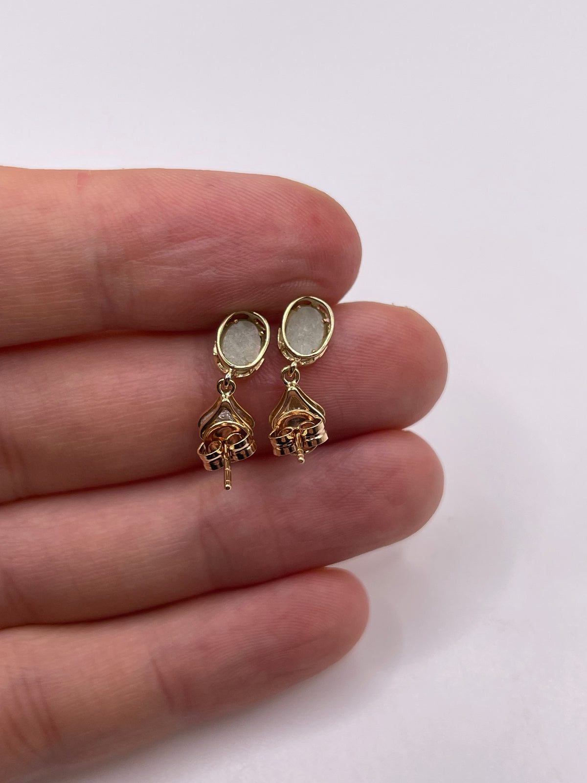 9ct gold jade and diamond earrings