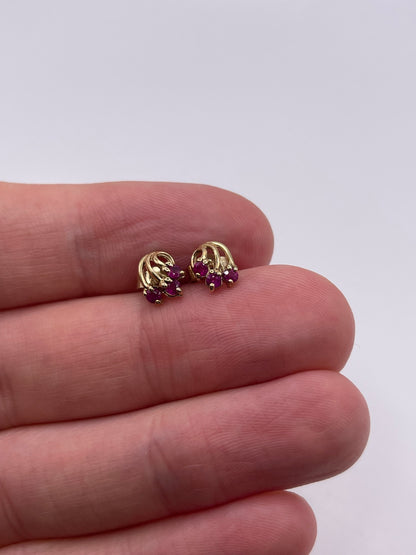 9ct gold ruby earrings