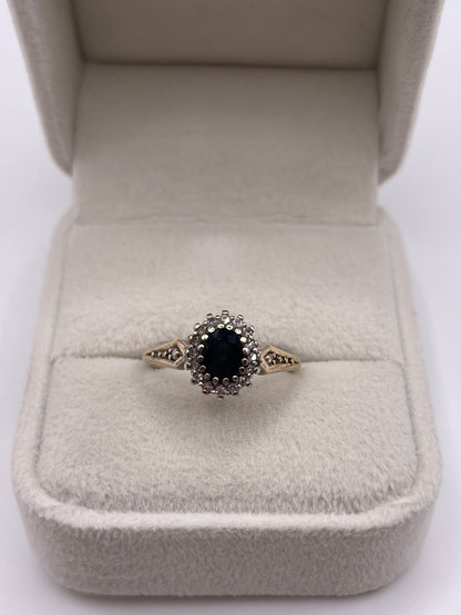9ct gold sapphire and diamond ring