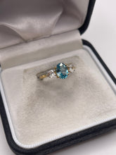 Load image into Gallery viewer, 9ct gold blue and white zircon ring
