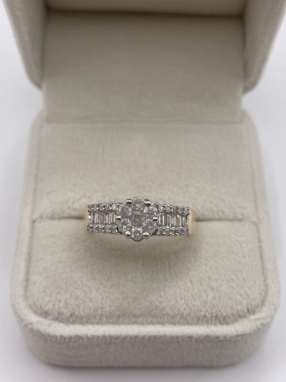 9ct gold diamond cluster ring
