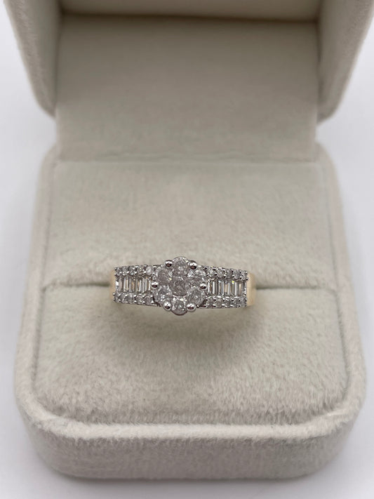 9ct gold diamond cluster ring