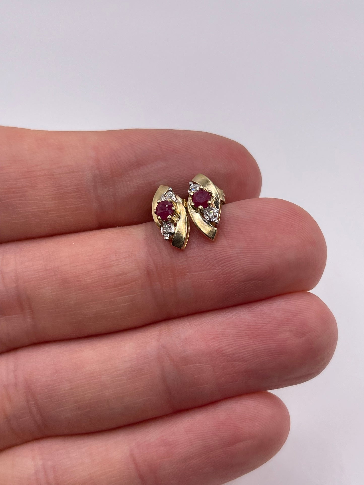 9ct gold ruby and diamond earrings