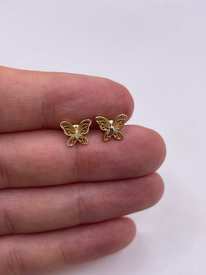 18ct gold butterfly earrings