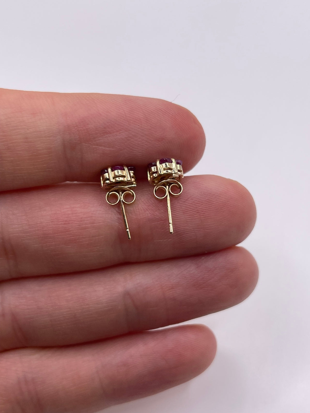 9ct gold ruby and diamond earrings