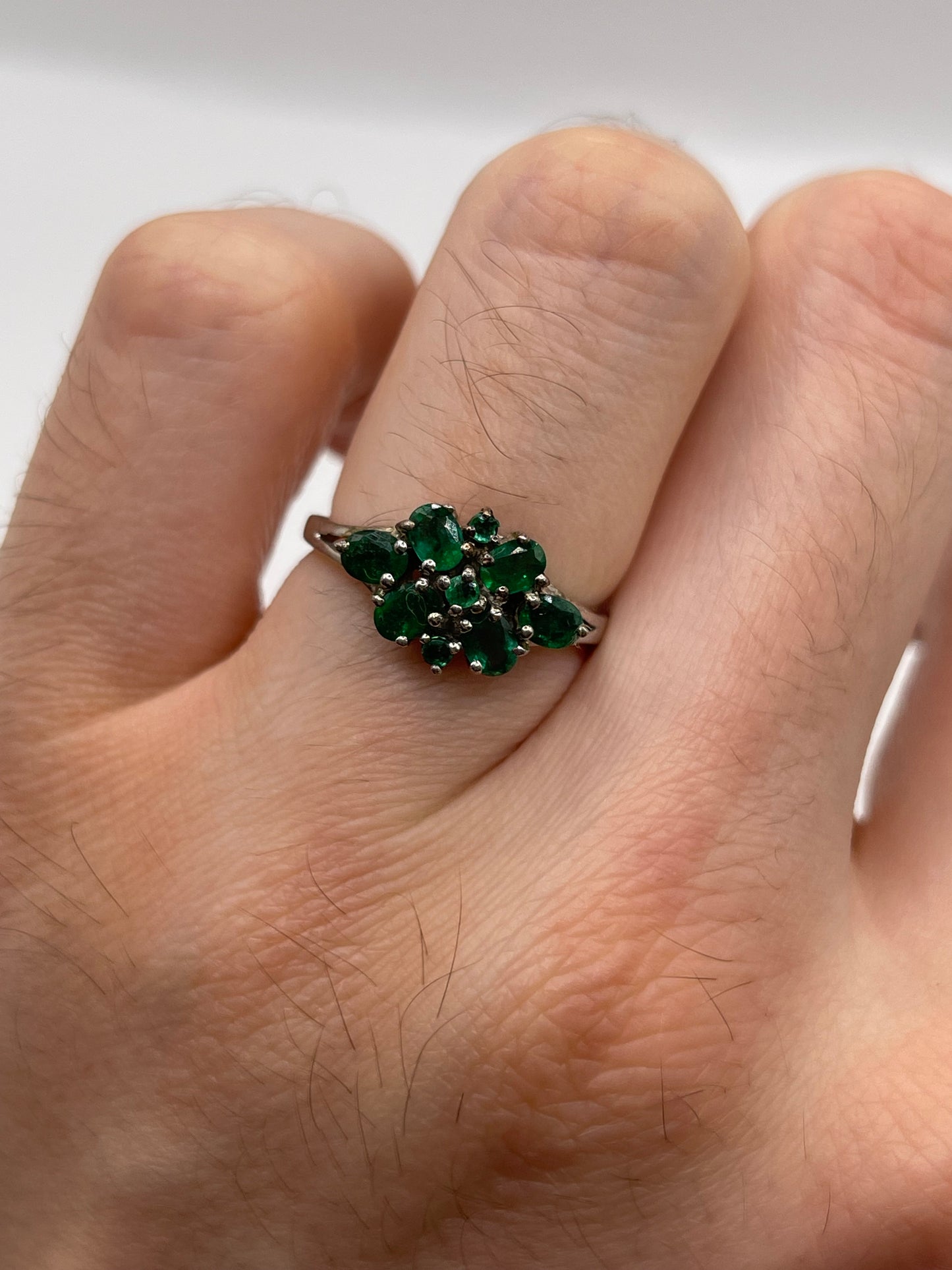 Silver emerald ring