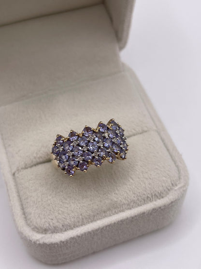 9ct gokd tanzanite and diamond cluster ring