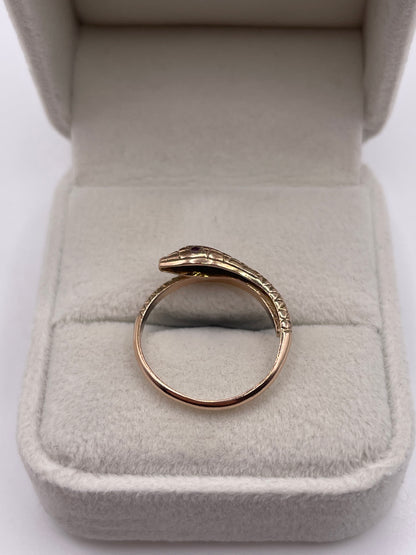 8ct rose gold ruby snake ring