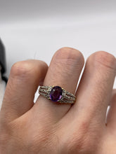 Load image into Gallery viewer, 9ct gold amethyst and diamond ring
