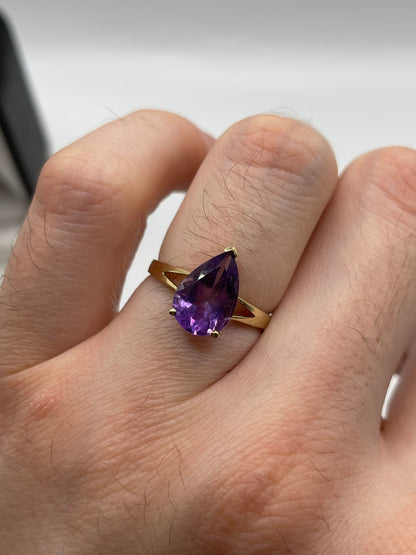 9ct gold amethyst ring
