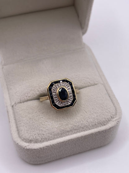 9ct gold sapphire and diamond ring