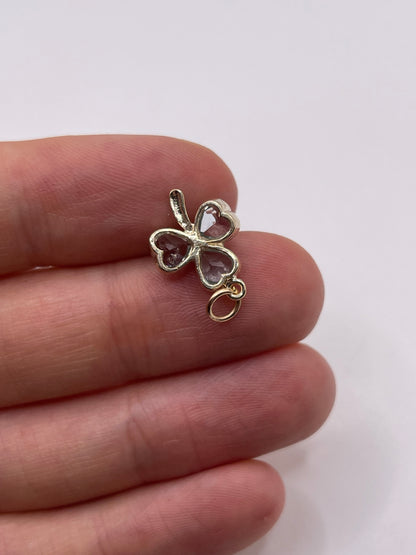 9ct gold blue topaz clover pendant