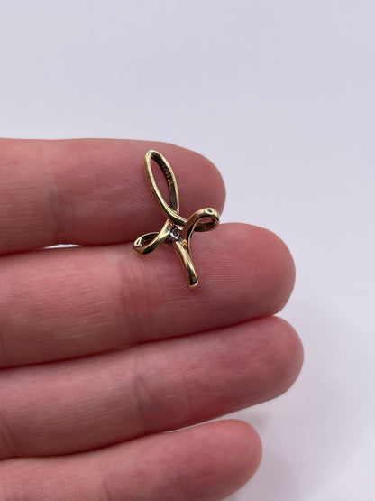 9ct gold diamond cross pendant