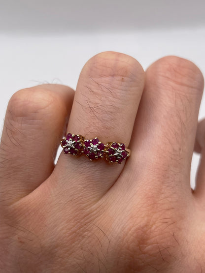 9ct gold ruby and diamond ring