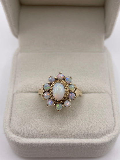 9ct gold opal cluster ring